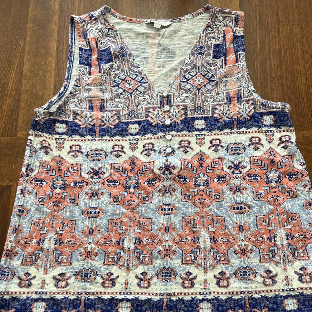 Lucky Brand Button V-neck Sleeveless Top NWOT